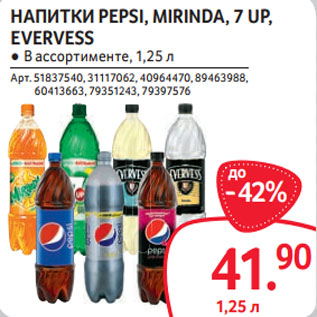 Акция - НАПИТКИ PEPSI, MIRINDA, 7 UP, EVERVESS