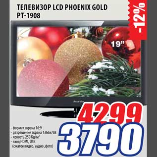 Акция - Телевизор LCD Phoenix Gold PT-1908
