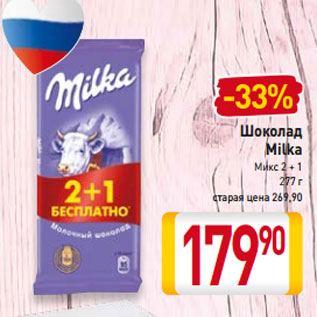 Акция - Шоколад Milka Микс 2 + 1 277 г