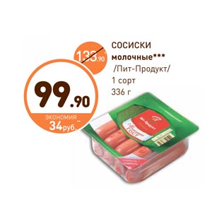 Акция - СОСИСКИ молочные /Пит-Продукт/