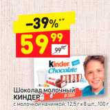 Магазин:Дикси,Скидка:Шоколад молочный
КИНДЕР
с молочной начинкой