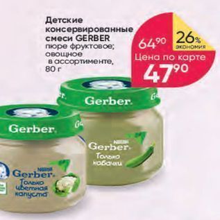 Акция - Детские консервированные смеси GERBER