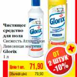 Магазин:Билла,Скидка:Чистящее
средство
для пола
Свежесть Атлантики
Лимонная энергия
Glorix
1 л