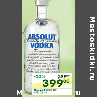 Акция - Водка Absolut 40%