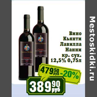 Акция - Вино Кьянти Лавилла Нанни кр. сух. 12,5%