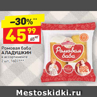 Акция - Ромовая баба АЛАДУШКИН в ассортименте 2 шт., 160 г