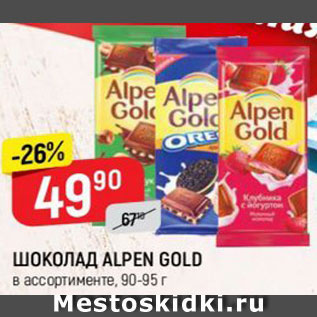 Акция - ШОКОЛАД ALPEN GOLD