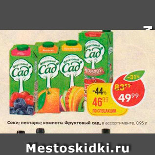 Акция - Соки и нектары Фрутоняня
