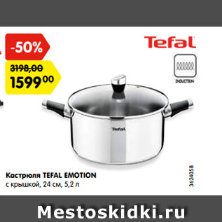 Акция - Кастрюля TEFAL EMOTION с крышкой, 24 см, 5,2 л