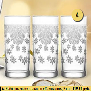 Акция - Набор высоких стаканов «Снежинки»