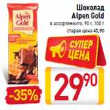 Магазин:Билла,Скидка:Шоколад Alpen Gold