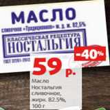 Виктория Акции - Масло
НосталǿгиȂ
сливочное,
жирн. 82.5%,
100 г