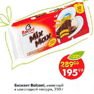 Акция - Бисквит Balconi, молочный в шоколадной глазури