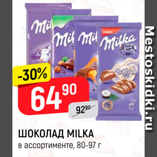 Акция - Шоколад Milka