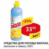 Магазин:Верный,Скидка:Средство для посуды Биолан, апельсин и лимон 