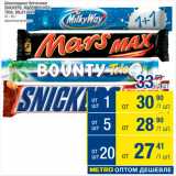 Магазин:Метро,Скидка:Батончики шоколадные Snikers/Mars/Bounty/Twix/Milky Way