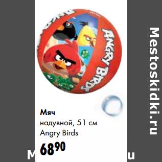 Акция - Мяч надувной 51 см Angry Birds