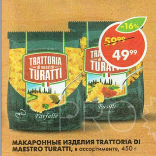 Акция - Макаронные изделия Trattoria Di Maestro Turatti