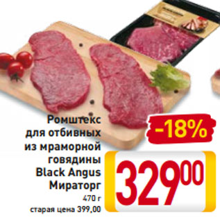 Акция - Ромштекс для отбивных из мраморной говядины Black Angus Мираторг