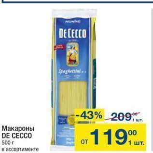 Акция - Макароны DE CECCO