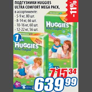Акция - Подгузники Huggies Ultra Comfort Mega Pack