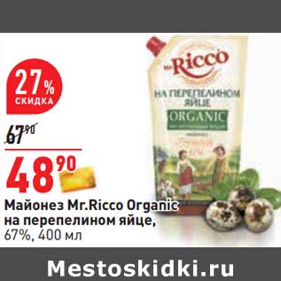 Акция - Майонез Mr. Ricco Organic на перепелином яйце, 67%