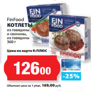 Акция - FinFood КОТЛЕТЫ из говядины и свинины, из говядины