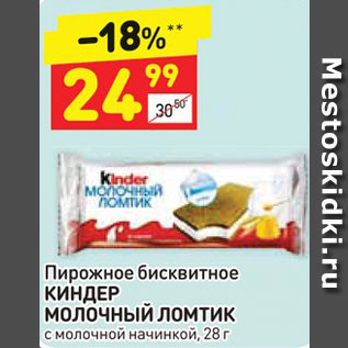 Акция - Пирожное Kinder