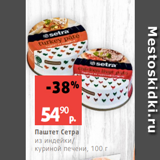 Акция - Паштет Сетра из индейки/ куриной печени, 100 г