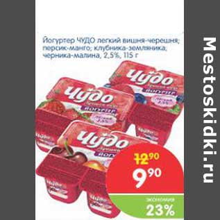 Акция - Йогуртер ЧУДО легкий вишня-черешня; персик-манго; клубника-земляника; черника-малина
