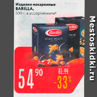 Акция - Изделия макаронные BARILLA