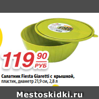 Акция - Салатник Fiesta Giaretti с крышкой, пластик, диаметр 21,9 см, 2,8 л