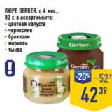 Лента супермаркет Акции - ПЮРЕ GERBER, с 4 мес.,
80 г, в ассортименте:
