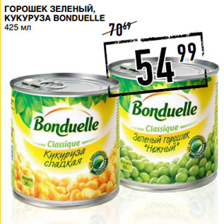 Акция - Горошек зеленый, кукуруза BONDUELLE