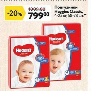 Акция - Подгузники Huggies Classic