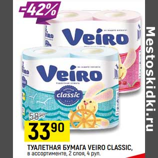 Акция - Туалетная бумага Veiro Classic