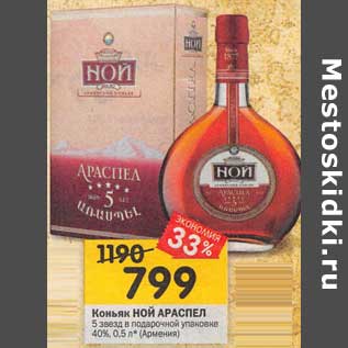 Акция - Коньяк Ной Араспел 5 звезд в под. уп 40%