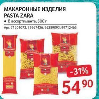 Акция - МАКАРОННЫЕ ИЗДЕЛИЯ PASTA ZARA