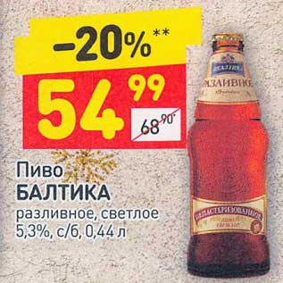 Акция - Пиво Балтика светлое 5,3%