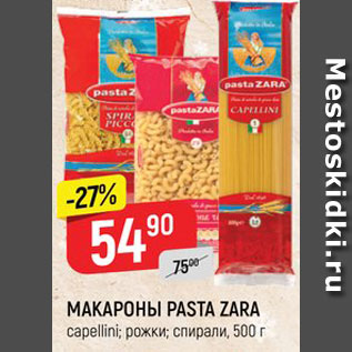 Акция - Макароны Pasta Zara