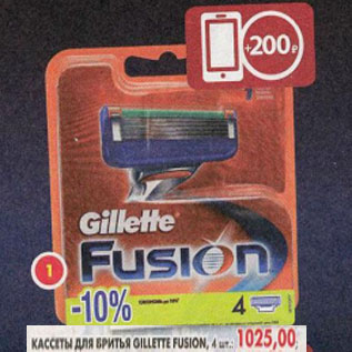 Акция - Кассеты для бритья, Gillette Fussion