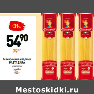 Акция - Макаронные изделия pasta zara