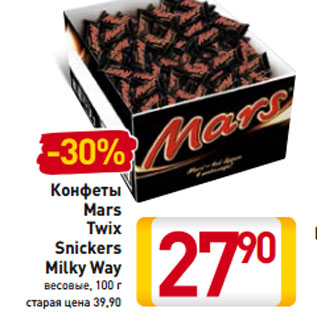 Акция - Конфеты Mars Twix Snickers Milky Way