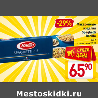 Акция - Макаронные изделия Spaghetti Barilla