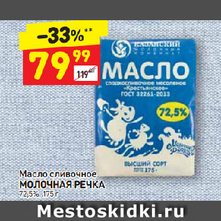 Акция - Масло сливочное МОЛОЧНАЯ РЕЧКА 72,5%