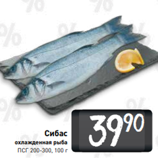 Акция - Сибас охлажденная рыба ПСГ 200-300, 100 г