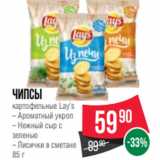 Spar Акции - Чипсы
картофельные Lay’s
– Ароматный укроп
– Нежный сыр с
зеленью
– Лисички в сметане
85 г