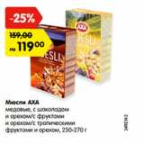 Магазин:Карусель,Скидка:Мюсли AXA
медовые, с шоколадом
и орехом/с фруктами
и орехом/с тропическими
фруктами и орехом, 250-270 г