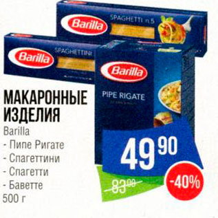 Акция - Макаронные изделия Barilla