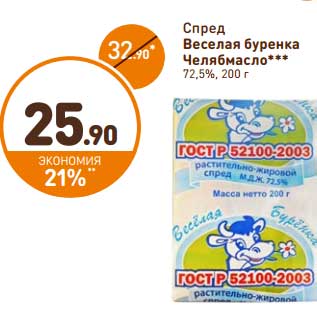 Акция - Спред Веселая буренка Челябмасло 72,5%